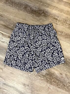 Mens Speedo Floral Swim Trunks Navy & White Size Large